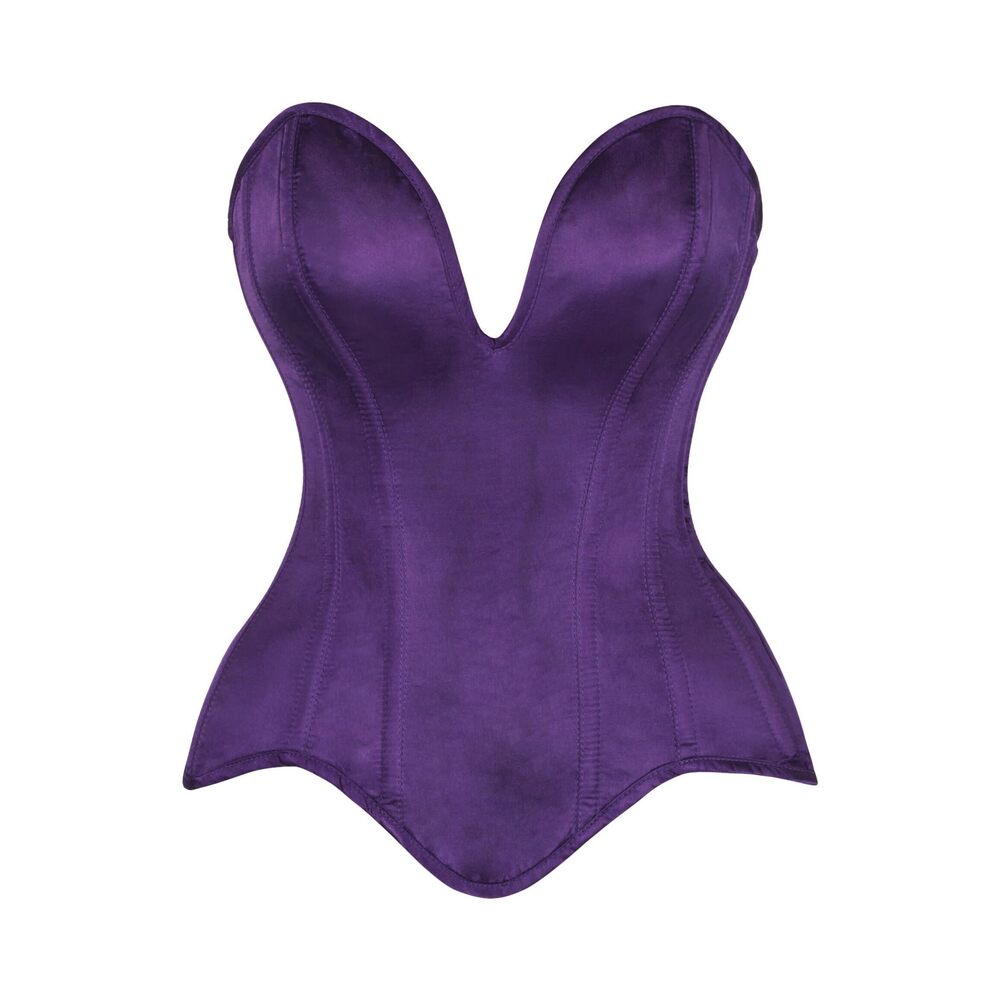 7716 Satin Overbust Corset Top . Lingerie, Bustier, and Plus Size. Steel